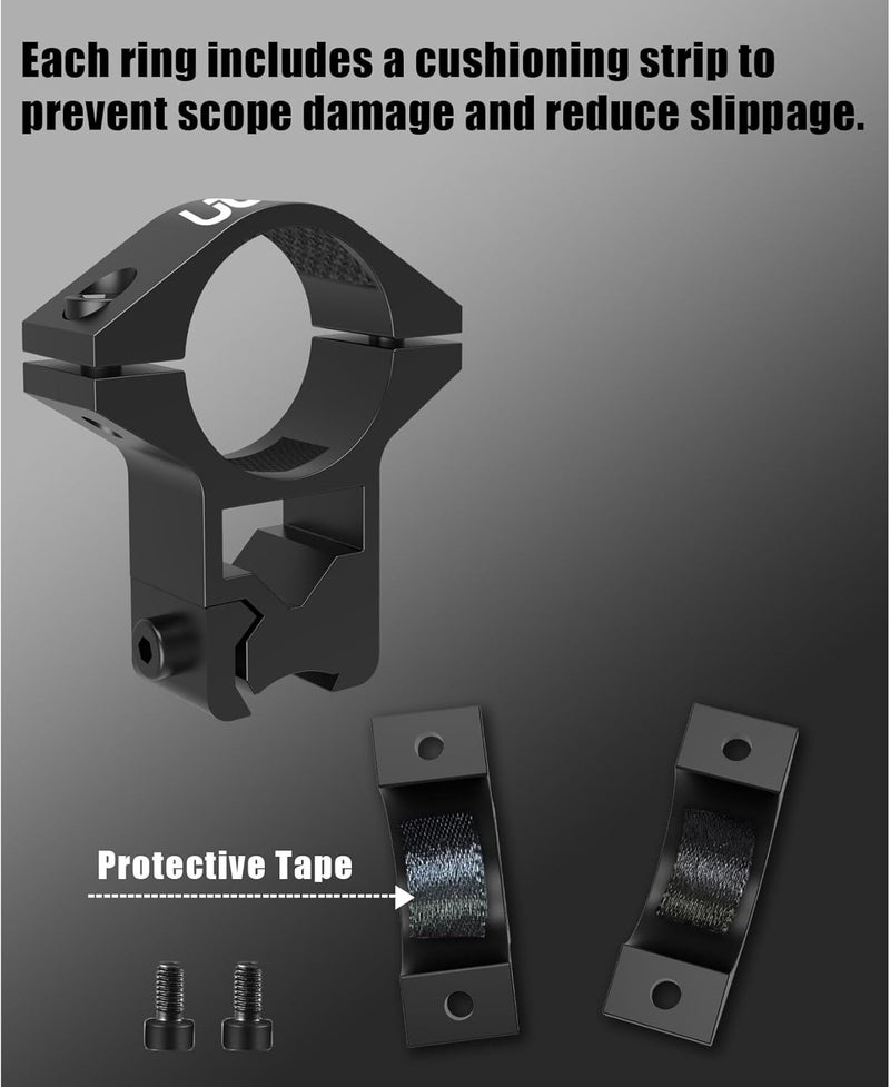 UUQ High Profile 1-Inch Scope Mount Rings, 2-Pack for for Dovetail and Picatinny Rails - Image 3